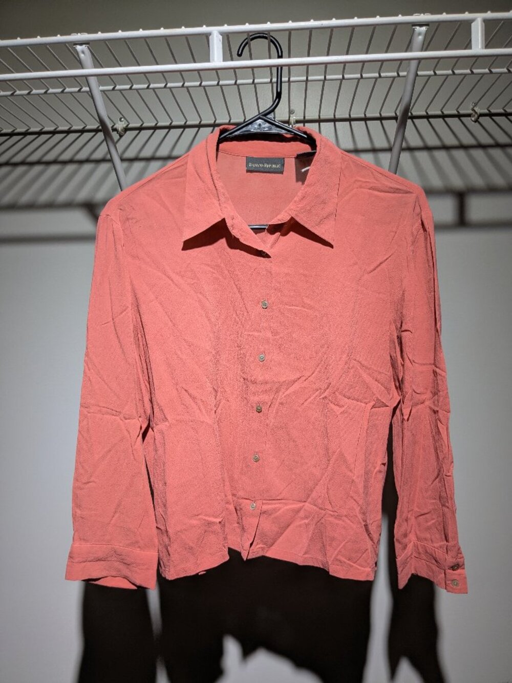 Banana Republic Silk Blouse Large Pink Office Siren Quiet Luxury 90s 3/4 Sleeve